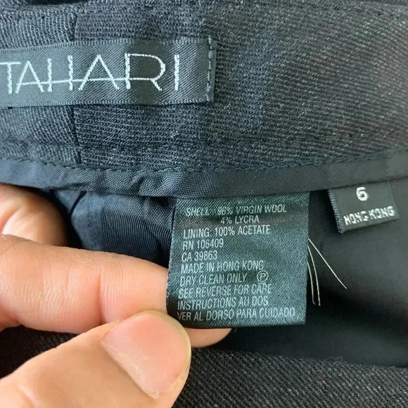 Tahari Wool Blend Pants Solid Black St Leg - Picture 9 of 10